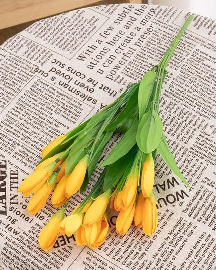 Lively Crimson Mini Tulip Faux Flower Bouquet - Quick Shipping Included