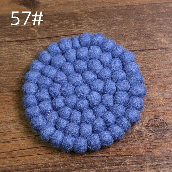 Elegant Round Wool Felt Coasters - Stylish Surface Protection Set