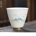 Crane Elegance White Porcelain Tea Cup for Good Fortune