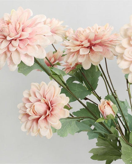 Elegant Pink Dahlia Silk Flower Stem - Ideal for Chic Events and Upscale Home Styling