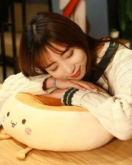 Bread Loaf Plush Comfort Cushion - Ideal for Relaxation, Travel, and Home Use