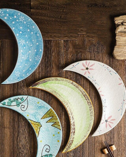 Sophisticated 12 Inch Porcelain Moon Dish: Ideal for Sushi, Desserts, and More!