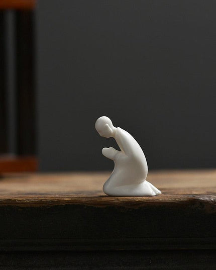Serene Mindful Monk Porcelain Figurine