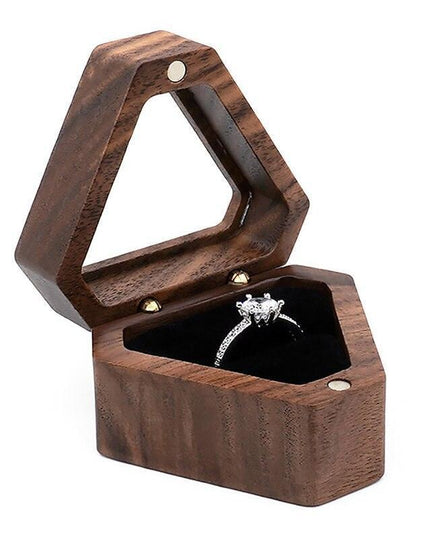 Elegant Velvet-Lined Wooden Ring Box - Ideal for Proposals and Jewelry Storage