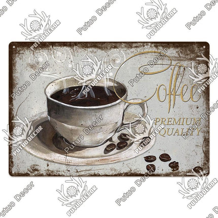 Retro Coffee Metal Sign - Chic Wall Decor for Kitchen, Cafe, or Bar