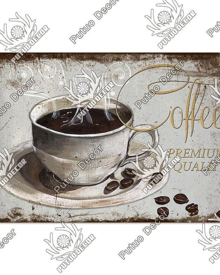 Retro Coffee Metal Sign - Chic Wall Decor for Kitchen, Cafe, or Bar