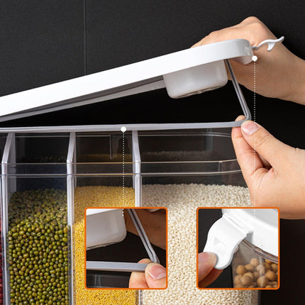 Sleek Wall-Mounted 5-Grid Rice Dispenser - 12L Capacity in Elegant White