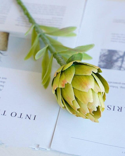 Stunning Faux Artichoke Stem Floral Arrangement - Chic Decor Piece for Contemporary Spaces