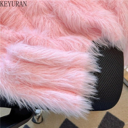 Opulent Korean-Inspired Faux Fur Sweater | Timeless Elegance