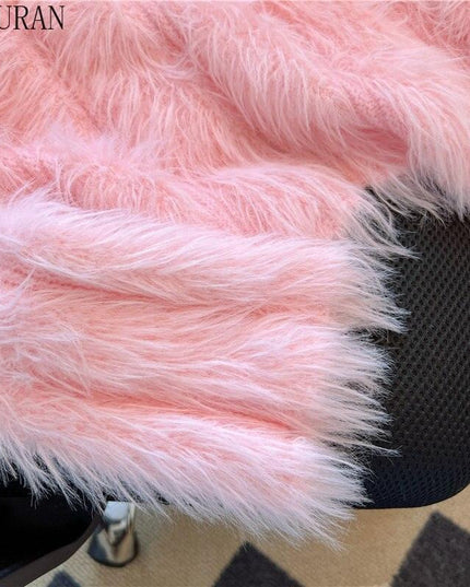 Opulent Korean-Inspired Faux Fur Sweater | Timeless Elegance