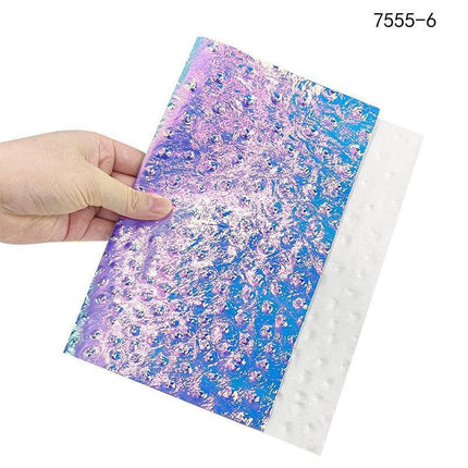 Iridescent Holographic Faux Leather Crafting Sheet with Snake Skin Embossing