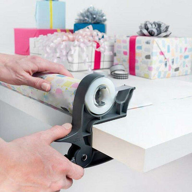 Effortless Gift Wrapping Tool with Built-in Tape Dispenser and Paper Holder