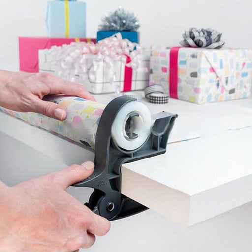 Efficient Gift Wrapping Tool Holder Clip with Tape Dispenser & Paper Roll Organizer
