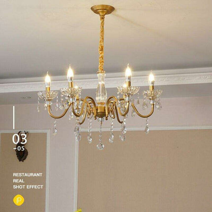 Luxurious Gold Crystal Chandelier with Timeless European Elegance