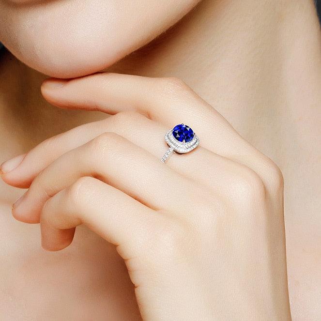 Regal Sapphire Ring: Elegant Gothic-Inspired Hand Jewelry