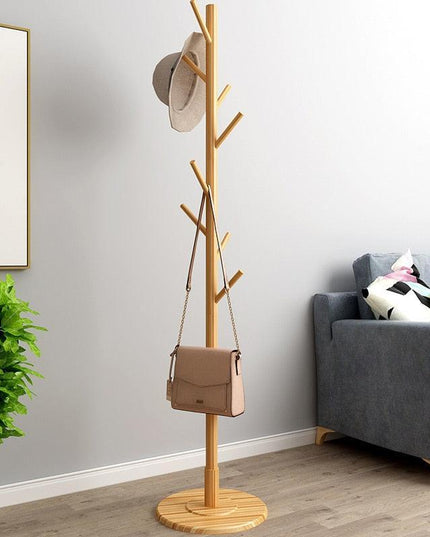 Chic Botanica Freestanding Wooden Coat Rack - Elegant Organizer for Jackets, Hats, and Bags