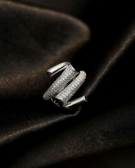 Gothic Glamour: Bold Zircon-Embellished Cross Ring Set for Women