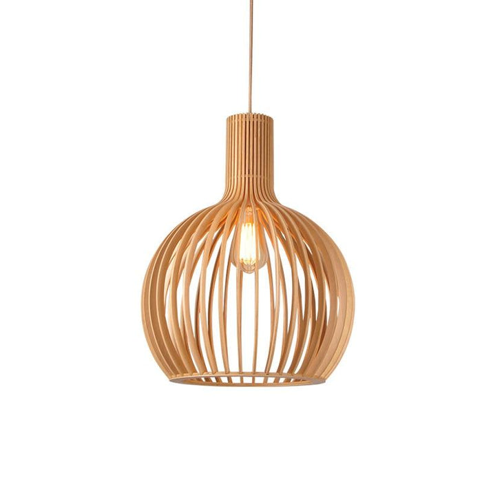 Scandinavian Style Wooden Pendant Lamp in Natural White and Black