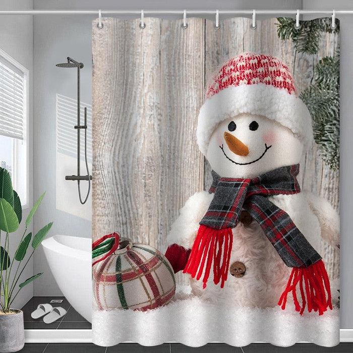 Winter Wonderland Snowman Shower Curtain - Festive Holiday Bathroom Decor with Waterproof Design