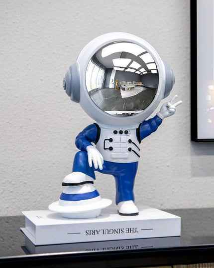 Galactic Guardian: Artisan Astronaut Sculpture - Unique Cosmic Decor for Modern Living Spaces