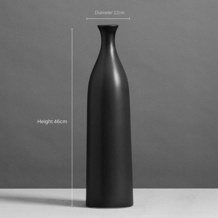 Exquisite Black Ceramic Vase with Sleek Tall Neck and Flexible Size Options