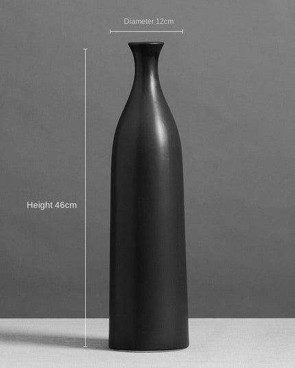 Chic Long-Neck Black Ceramic Vase Set for Contemporary Home Decor