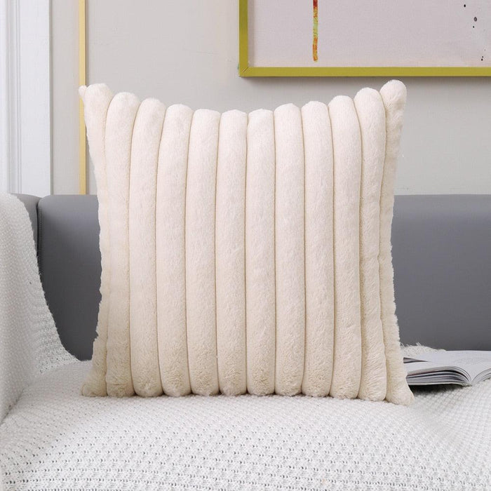 Plush Botanica Fur Pillow Cover - Elegant 45x45cm & 30x50cm