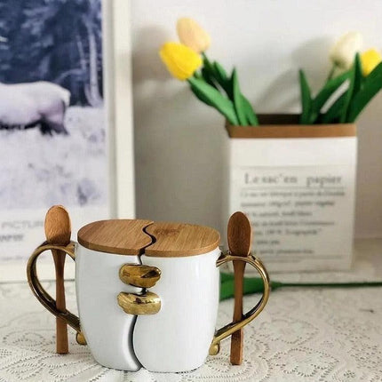 Romantic Connection Ceramic Mug Duo with Charming Accessories