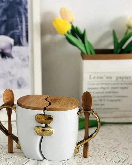 Romantic Connection Ceramic Mug Duo with Charming Accessories