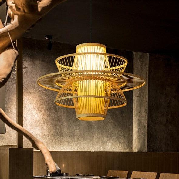 Bamboo Hand-Woven Ceiling Chandelier for Home and Garden Decor