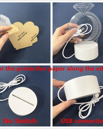 Enchanting 3D Illusion LED Night Light - Illuminate Your Space with Wonder