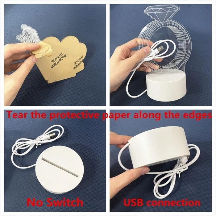 Enchanting 3D Illusion LED Night Light - Illuminate Your Space with Wonder