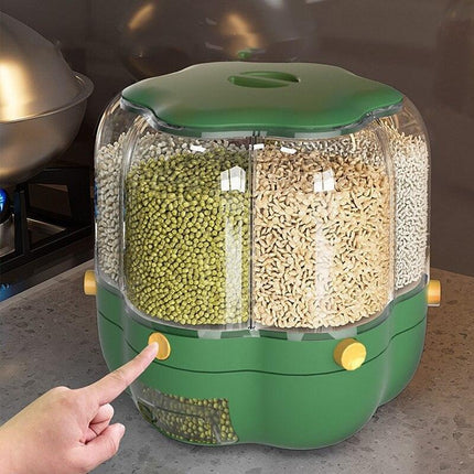 Innovative Rotating Grain Storage Container - Seamless Kitchen Organization Solution