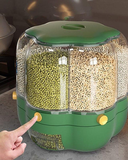 Innovative Rotating Grain Storage Container - Seamless Kitchen Organization Solution