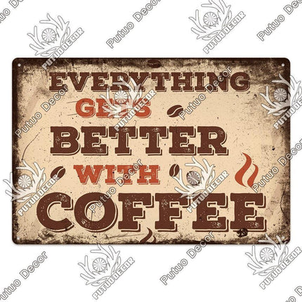 Retro Coffee Metal Sign - Chic Wall Decor for Kitchen, Cafe, or Bar