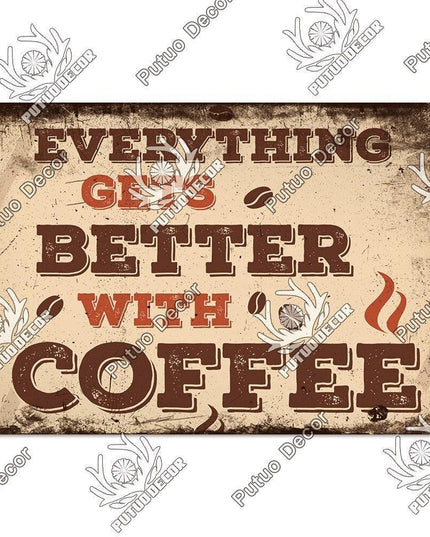 Retro Coffee Metal Sign - Chic Wall Decor for Kitchen, Cafe, or Bar