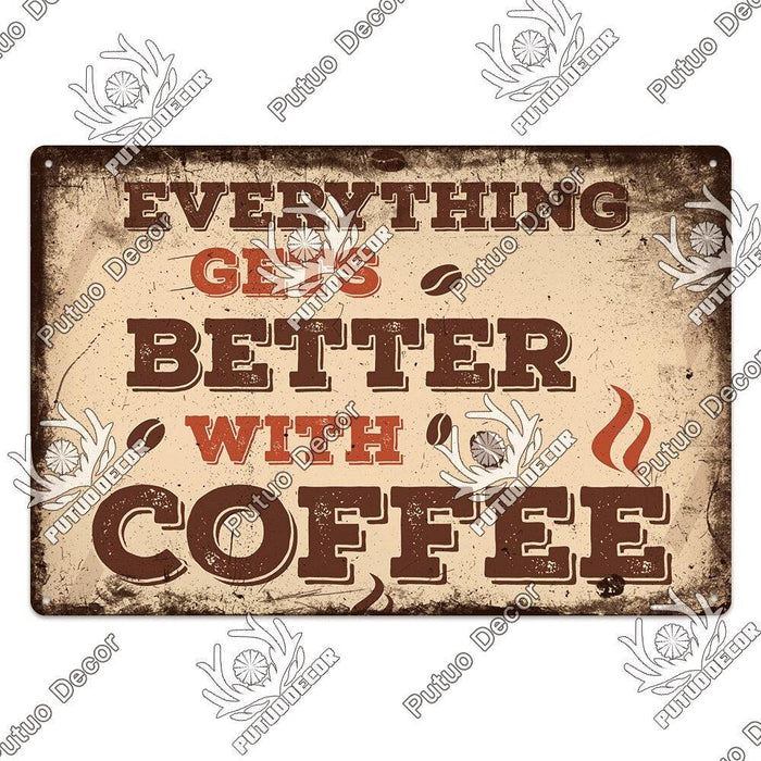 Retro Coffee Metal Sign - Chic Wall Decor for Kitchen, Cafe, or Bar