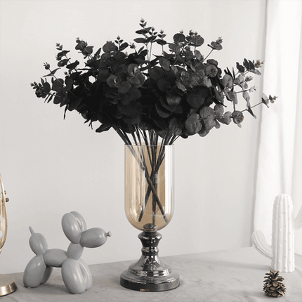 Stylish Eucalyptus Leaf Silk Floral Stems - Chic Black and White Home Accent