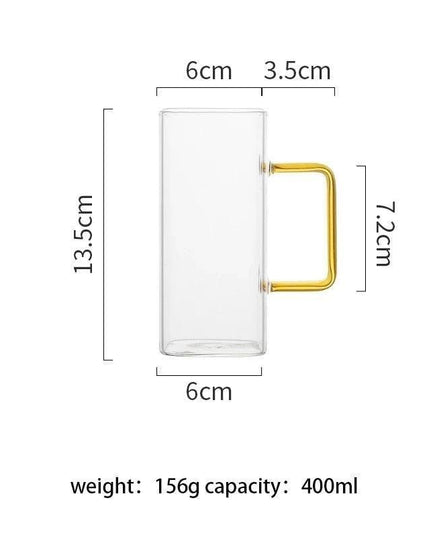 Sophisticated Square Glass Mug Set - 400ml Capacity, Heat-Resistant & Microwave-Safe