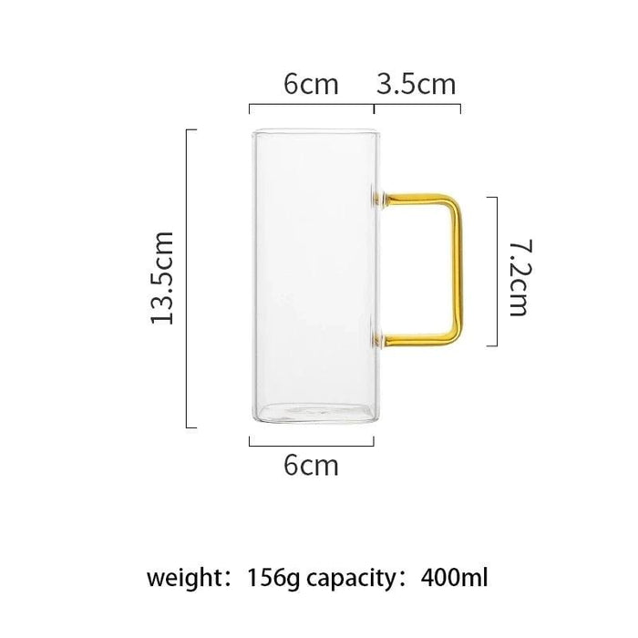 Elegant Square Glass Mug - 400ml Capacity, Heat-Resistant, Microwave-Safe