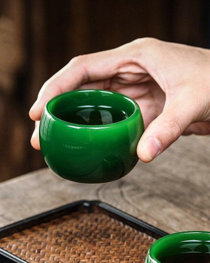 Elegant Jade Porcelain Green Tea Cup Set - Luxurious Vert Empire Master Teacup & Kung Fu Brewing Collection