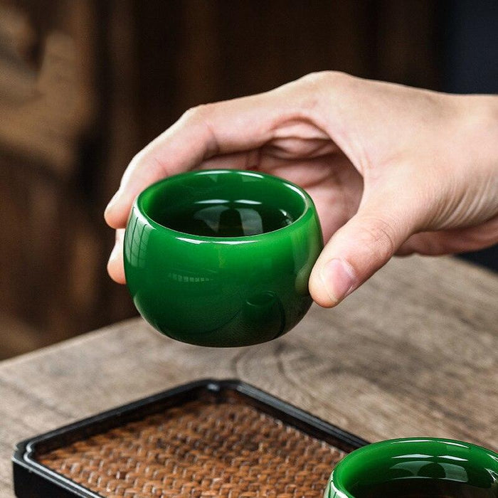 Vert Empire Teacup Jade Porcelain Master Cup Single Cup Green Tea Cup Large Imitation Jade Glazed Kung Fu Tea Set