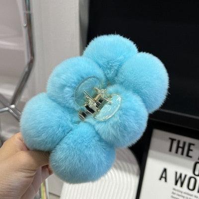 Luxe Rabbit Fur Shark Clip - Chic Hair Claw Accessory