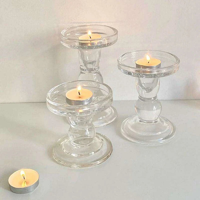 Artisan Handcrafted Nordic Glass Candle Holder Collection - Elegant Accents for Home & Special Occasions