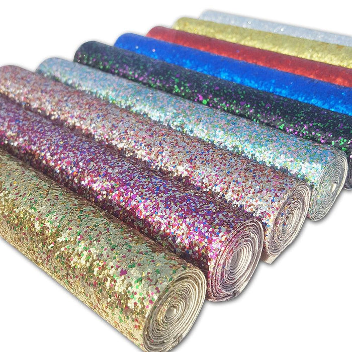 Sparkling Gold, Crimson, and Ebony Glitter Faux Leather Roll - Elevate Your DIY Creativity
