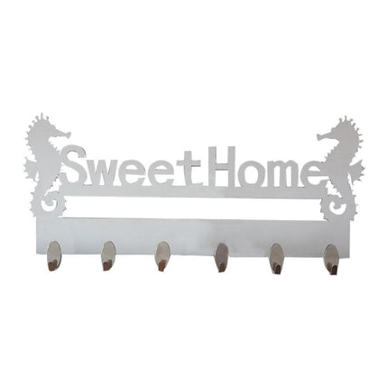 Seaside Serenity Adhesive Wall Hook Rack with Nautical Seahorse Motif