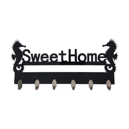 Seaside Serenity Adhesive Wall Hook Rack with Nautical Seahorse Motif