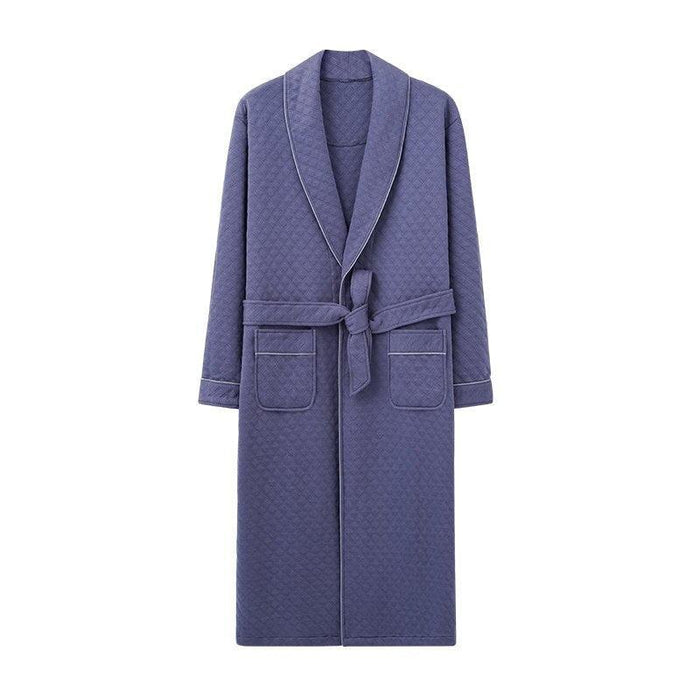 Sophisticated Comfort: Three-Layer Grey Cotton Men's Bathrobe for Winter Relaxation