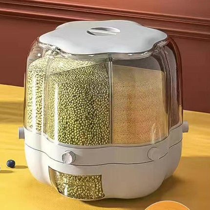 Innovative Rotating Grain Storage Container - Seamless Kitchen Organization Solution