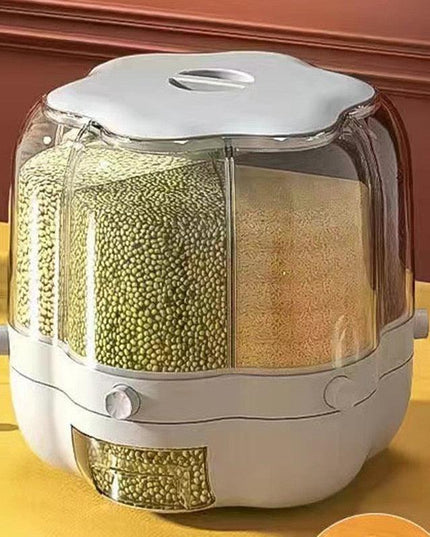 Innovative Rotating Grain Storage Container - Seamless Kitchen Organization Solution